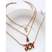 گردنبند زنجیری آویزدار سه ردیفه زمستانی چند رنگ