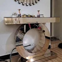 اینه و میز رنگ طلایی خورشیدی|بوفه، ویترین، کنسول|ری, علایین|دیوار