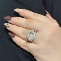 انگشتر نقره مدل هرمس روکش طلا سفید . باطلامونمیزنه