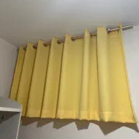 پرده پانچی زرد دوخته شده فوری