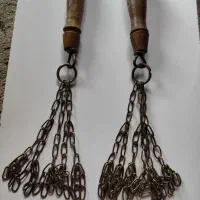 دو عدد زنجیر مسجد حسینی پنج شاخه دسته چوبی