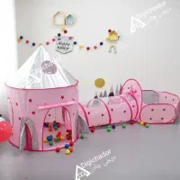 چادر بازی کودک تونلدار ۳ تیکه موشکی صورتی وارداتی