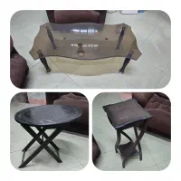 میز شیشه ای و میز چوبی