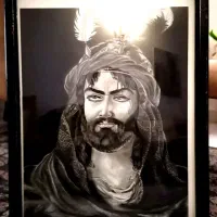 تابلو نقاشی تمثال حضرت عباس با قاب چوبی