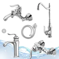 شیر آلات 6 ست کامل با علم دوش و شلنگ توالت