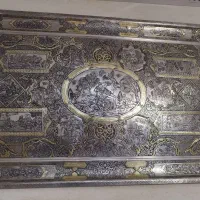 سینی برنجی تمام قلم بی نظیر|کلکسیون اشیاء عتیقه|شهریار, شهریار|دیوار