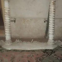 اینه شمعدان قدیمی سنگی با ساعت کوکی|کلکسیون اشیاء عتیقه|یزد, |دیوار