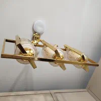 لوستر سه شاخه طلایی در حد نو حباب خارجی|لوستر و چراغ آویز|قدس, شهر‌قدس|دیوار