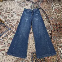 شلوار بگ شافل لی کتان نیم بگ لگ ورزشی دمپا بوت کات