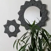 اینه گرد دیواری مکرومه