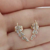 گوشواره طرح برگ نگیندار طلایی ژوپینگ|بدلیجات|تهران, تهرانسر شمالی|دیوار