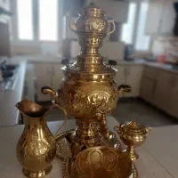 سماور زغالی پنج تیکه برنج|کلکسیون اشیاء عتیقه|قیدار, |دیوار