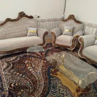 مبل شزلون قلبی ۸ نفره در حد جهیزیه با میز و گلمیز|مبلمان خانگی و میز عسلی|شیراز, حافظیه|دیوار