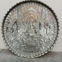 سینی مسی قلم زنی  مجمع  کنگره دار ،پیش دستی برنجی