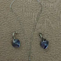 نیم ست نقره ایتالیایی طرح قلب بنفش