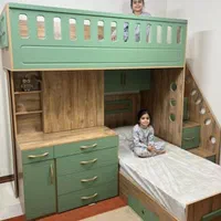 تخت خواب نوجوان تختخواب دوطبقه و کمجا آرکا چوب|تخت و سرویس خواب|کرمانشاه, |دیوار