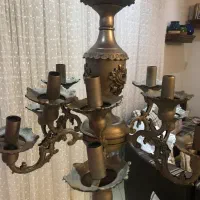 لوستر برنجی  قدیمی آنتیک ۶ شاخه|لوستر و چراغ آویز|کرج, عظیمیه|دیوار