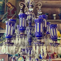 لوستر سه پوست ۱۲ شاخه طلا کوب نقاشی کار دست