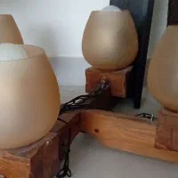 لوستر چوبی۴شاخه مینیمال|لوستر و چراغ آویز|محمدیه-قزوین, |دیوار