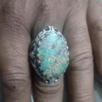 انگشتر نقره ۹۲۵  نگین فیروزه نیشابور مردانه