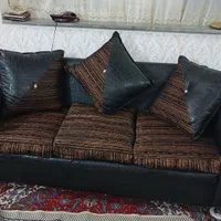 مبل چرم و پارچه پایه استیل