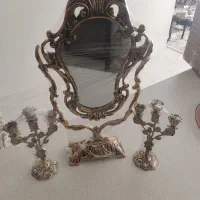 ست آیینه و شمعدان برنجی