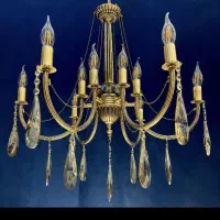 لوستر.راما.تمام برنجی۶+۶شعله جدیدکلاسیک برنج VD33