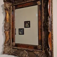 آیینه چوبی پتینه‌کاری ورق طلا