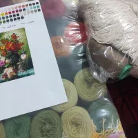 نخ و نقشه گل فانوس با پود کلفت و نازک