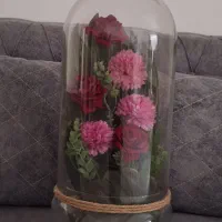 باکس شیشه ای با پنج تا گل و برگ|گل مصنوعی|گرگان, |دیوار