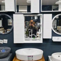 آینه باکسpvc۶۰×۶۰تاقچه دار بامبو(کارگاه تولیدی)