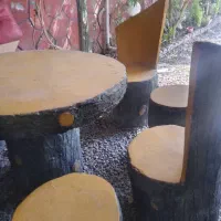 میز گرد سیمانی همراه با ۸عدد صندلی