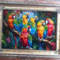 تابلو باغ طوطی کد24 دستبافت و برجسته