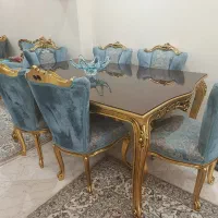 میز ناهار خوری ۶ نفره استیل طلاکوب