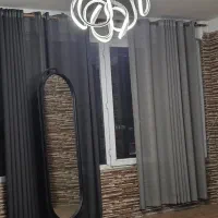 پرده حریر طوسی و ذغالی پانچ