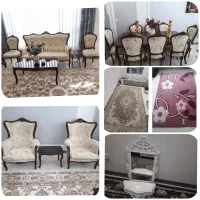 مبلمان سلطنتی ناهارخوری جلو مبلی عسلی فرش آینه شلف