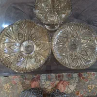 سه عدد ظرف بلور بسیار تمیز و سالم