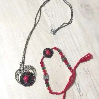 دستبند و گردنبند ست اناری