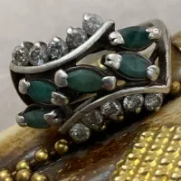 انگشتر نقره زنانه زمرد زامبیا کهنه ۵ اشک یکسان|جواهرات|تهران, دولاب|دیوار