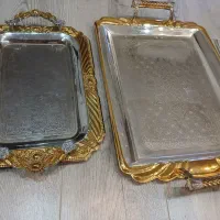 دو عدد سینی استیل سالم و قابلمه پیرکس فرانسه