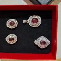 سرویس نقره با سنگ یاقوت اصل وابکاری طلا