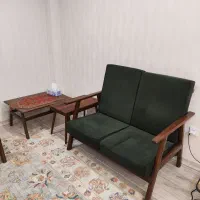 مبل چهارنفره چوبی با میز و عسلی