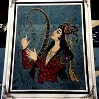 تابلو فرش دستباف تبریز گل ابریشم نوازنده