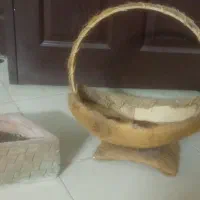 سبد گل و گلدان سفالی