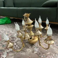لوستر ۸ شعله روکش طلا|لوستر و چراغ آویز|اصفهان, باغ فدک|دیوار