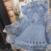 مبل آبی نقره ای مدل سلطنتی