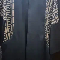 مانتو مشکی سایز بزرگ با خرج کار  طرحدار طلایی رنگ