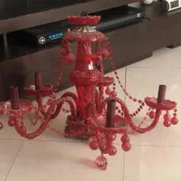 لوستر کریستال قرمز معاوضه با امپ خانگی|لوستر و چراغ آویز|تهران, شهرک آپادانا|دیوار