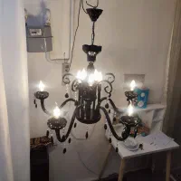 لوستر کریستالی شفاف و مشکی|لوستر و چراغ آویز|مشهد, اقبال|دیوار