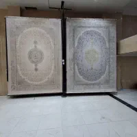 فرش خاتون تیتانیوم سبز وطوسی۱۲۰۰شانه نخ ابریشم